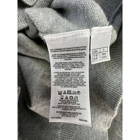 Brooks Brothers Sweater Vest L Gray V Neck Supima Cotton Knit Button Up Rib Trim - Picture 7 of 8